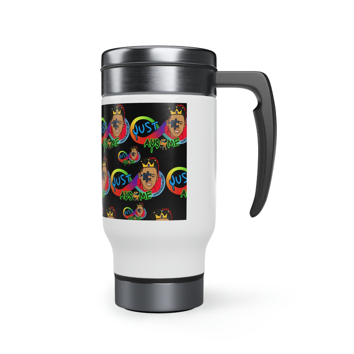 JUST AUSOME~Stainless Steel Travel Mug with Handle, 14oz