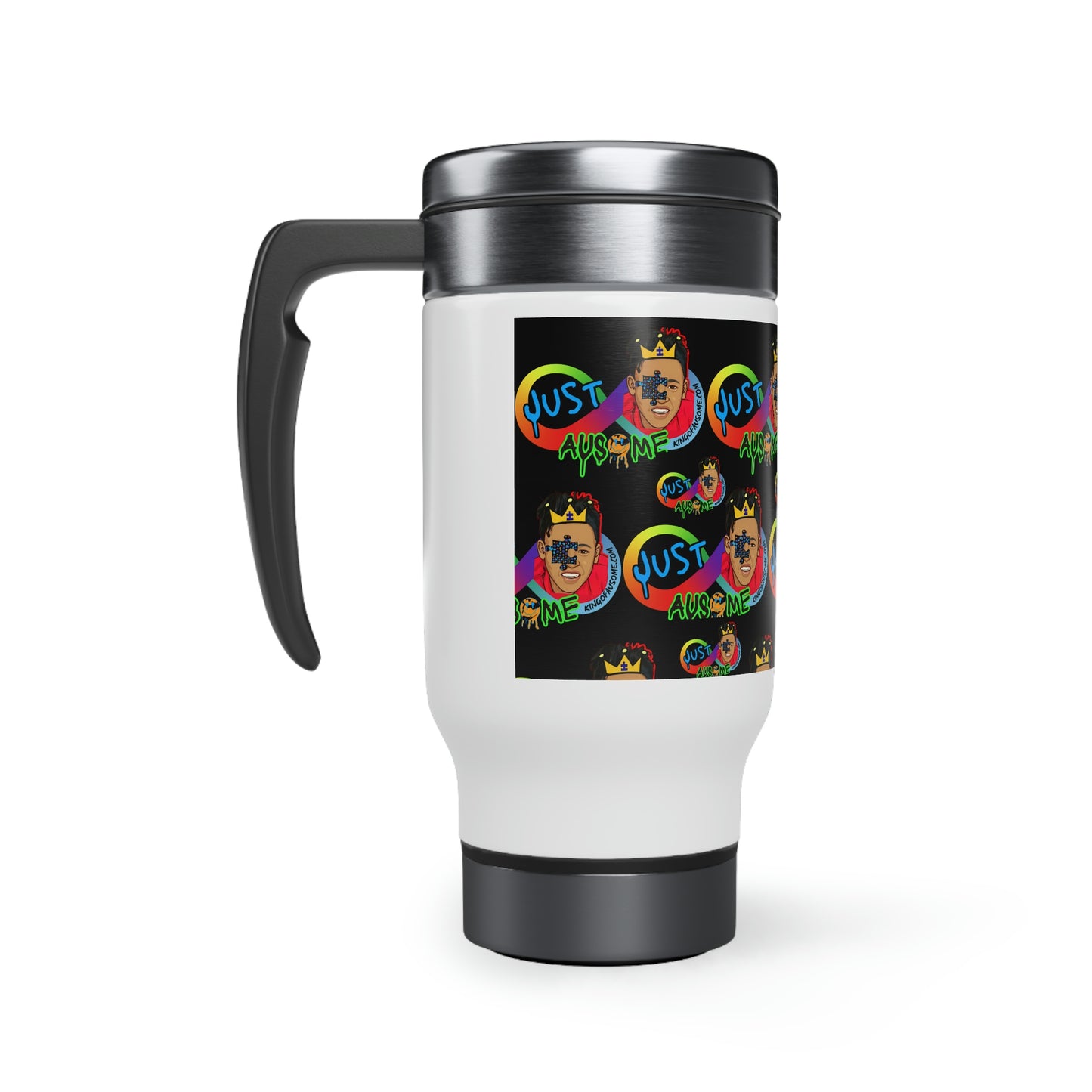 JUST AUSOME~Stainless Steel Travel Mug with Handle, 14oz
