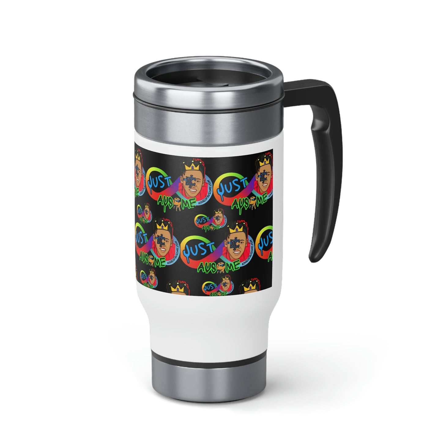 JUST AUSOME~Stainless Steel Travel Mug with Handle, 14oz